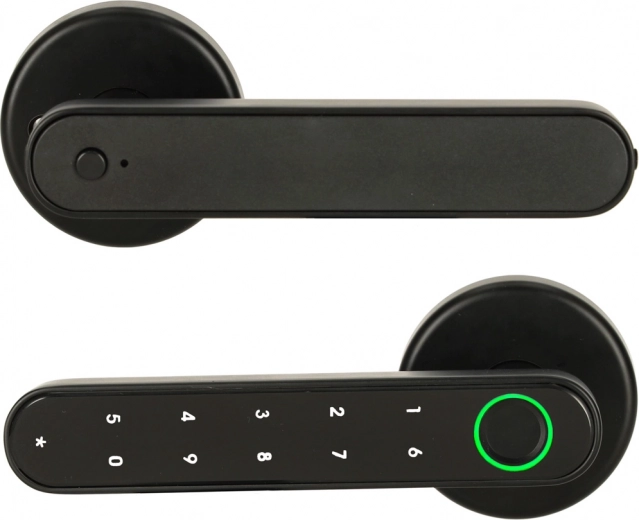 Elektroniska viedā durvju slēdzene ar tastatūru, pirkstu nospiedumu un Bluetooth