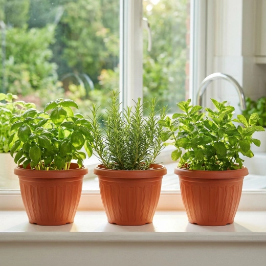 Plastmasas puķu pods terakotas krāsā, 20 cm