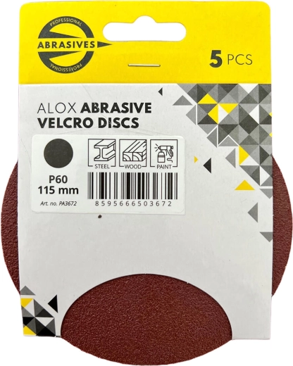 Sanding discs with hook-and-loop, 115 mm, grit 100 (5 pcs)