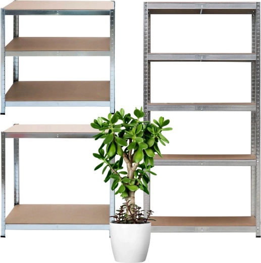 Metāla noliktavas plaukts 2-in-1 ar 5 plauktiem 150 × 75 × 30 cm