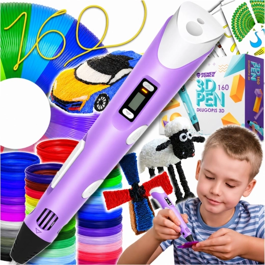 Violeta 3D pildspalva ar LCD displeju un 160 m filamenta