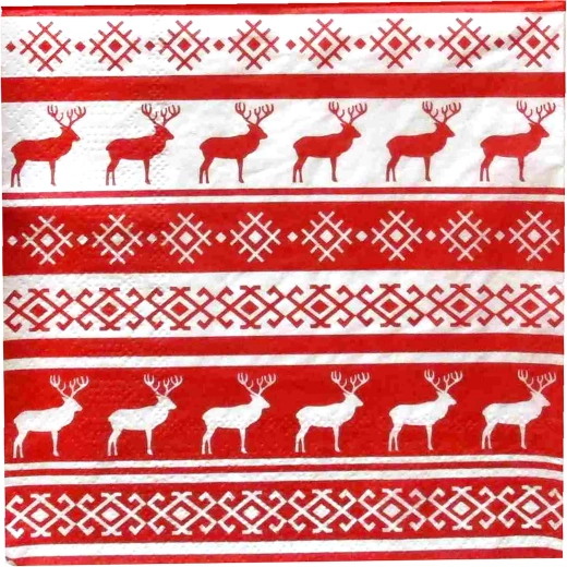 Ziemassvētku salvetes ar ziemeļbriedi 33 × 33 cm, 3 slāņi - 1 gabals