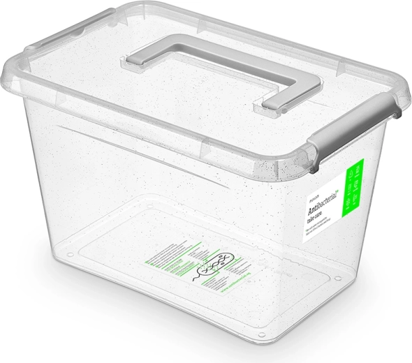Antibacterial storage box with lid and handle 6.5 l (29 × 20 × 18 cm)