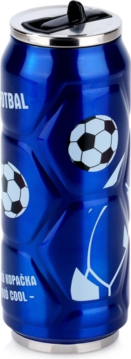 Termokrūze bundžas formā ar futbola motīvu, zila 500 ml