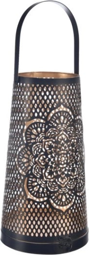Metāla svečturis Mandala melns/zeltains 20 cm