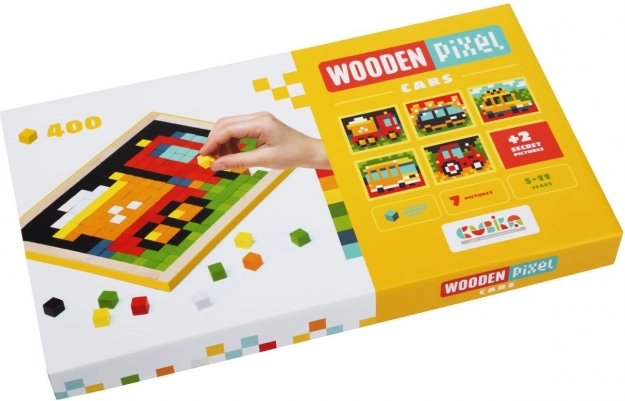 Cubika Pixel automašīnas – koka mozaīka 400 klucīši un 7 priekšloģi
