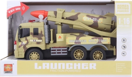 Militārā automašīna ar raķeti bērniem (darbojas ar baterijām)