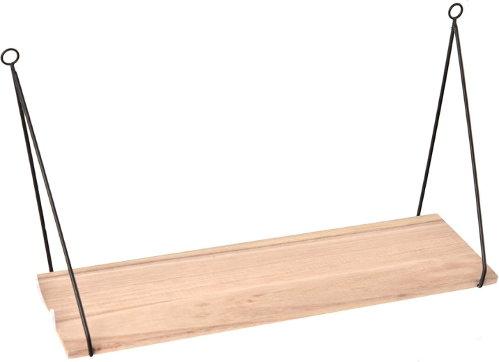 Sienas plaukts koks un metāls 50 cm