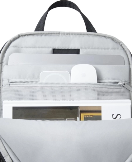 Clear organization including space for a laptop