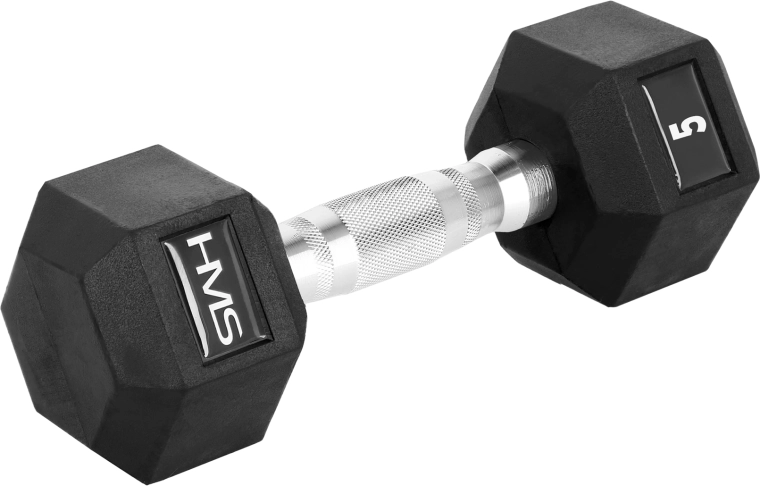 HMS sešstūra gumijota hantele HEX PRO 5 kg