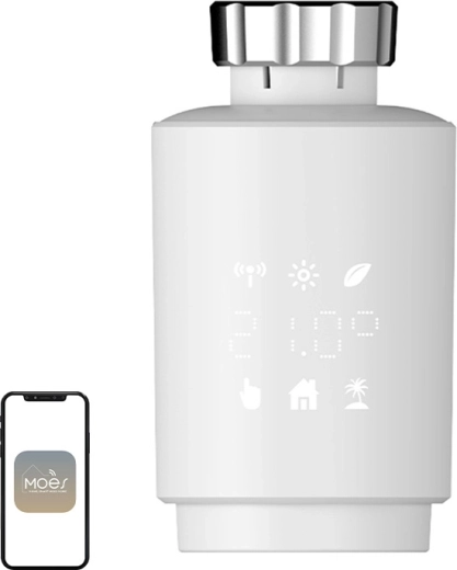 Moes TV02 ZigBee termostatiskā radiatora galva ar LCD displeju