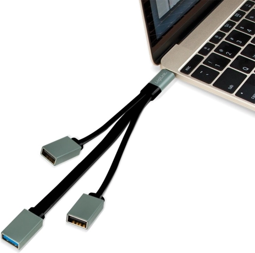Connect up to 3 USB‑A devices to USB‑C