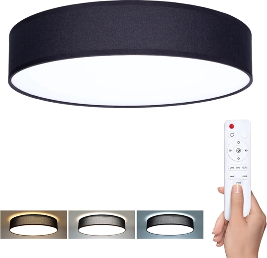 Solight LED griestu un sienas gaismeklis Penley ar tālvadības pulti, 48 W, 47 cm, melns