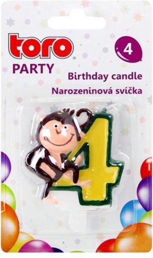 Tortes svece cipars 4 ar pērtiķīti TORO