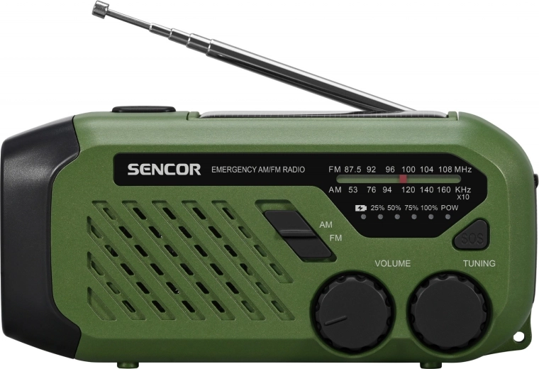 Pārnēsājams ārkārtas AM/FM radio ar LED lukturīti un saules enerģijas barošanu