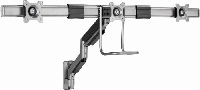 Wall Mount for 3 Monitors 17–27" with Gas Spring