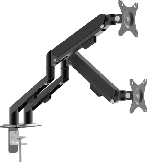 Desk stand for two monitors and a TV with telescopic arms up to 30 inches