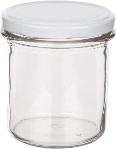 6 burciņu komplekts 350 ml ar baltu vāciņu Ø82