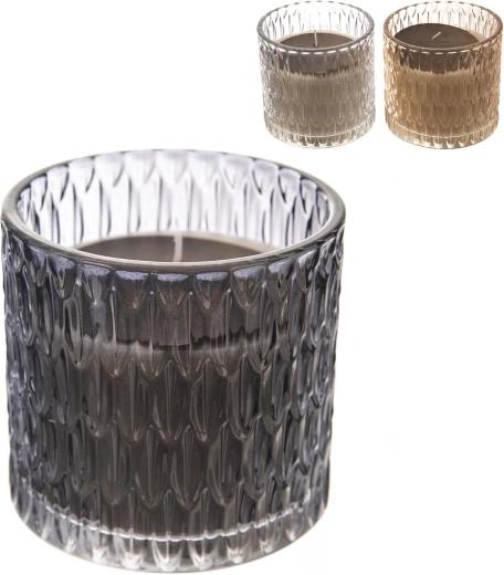Aromātiskā svece stikla traukā Relief 300 g (3 variantu mikss)