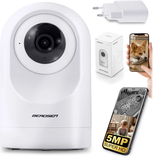 Rotating Wi‑Fi IP Camera 5 MP Berdsen White