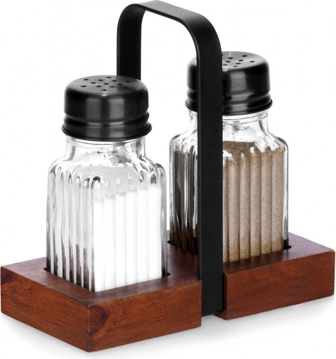 Salt and Pepper Shakers with Stand, 3‑Piece Vilde Set