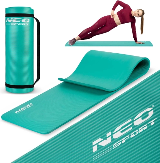 Neoprēna vingrošanas paklājiņš 183 × 60 cm NEO-SPORT, tirkīzzils