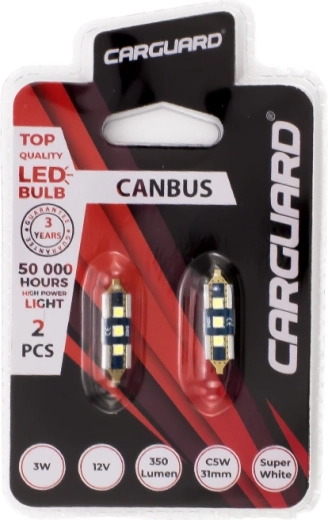LED spuldze CARGUARD CANBUS Sofit C5W 31 mm 3 W 350 lm – 2 gab.