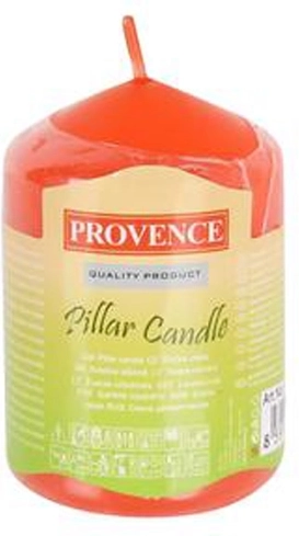 Orange paraffin pillar candle 8 × 5 cm