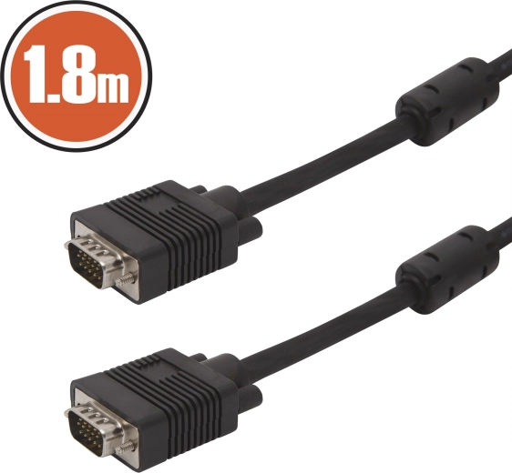 VGA kabelis monitoram, 1,8 m, melns