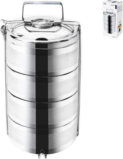 Orion termiskais nerūsējošā tērauda pārtikas trauks ar 4 līmeņiem, 4 × 1,1 l