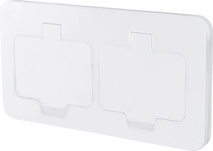 Solight recessed floor double socket IP55, matte white, rectangular lid