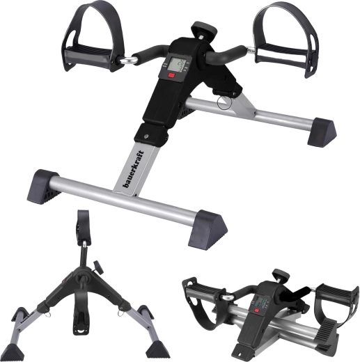 Salokāms rehabilitācijas pedāļu trenažieris (rotors) 2 vienā ar LCD displeju, melns