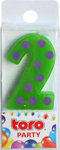 Tortes svece cipars 2 TORO, iedurama 4,5 cm
