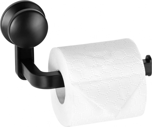 Toilet Paper Holder with Suction Cup, Black, 16.5 cm
