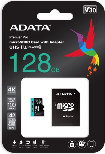 Atmiņas karte microSD 128 GB UHS‑I U3 V30 A2 + adapteris