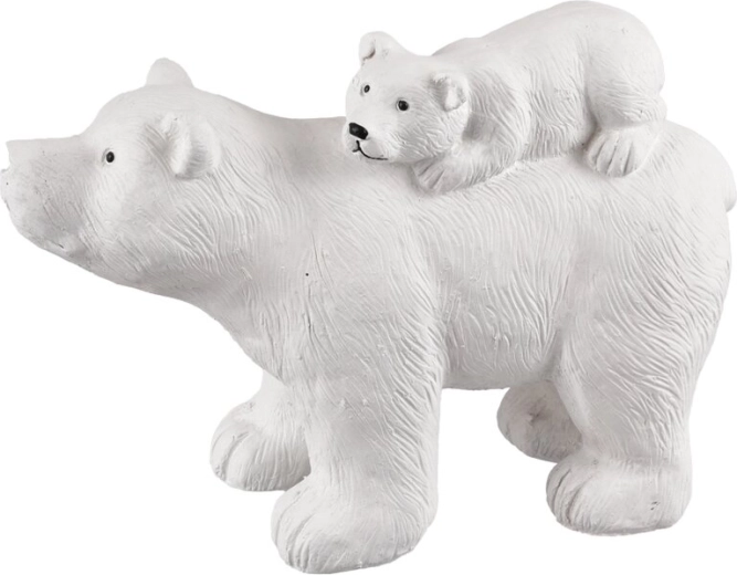 Dekoratīva polistona polārlāča figūriņa, balta 35 cm