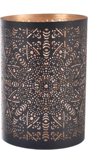 Metāla svečturis mandala melni zelta