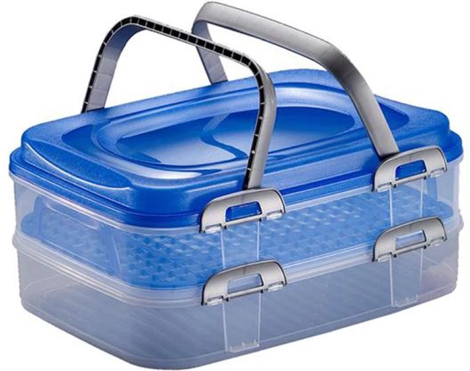 Plastmasas piknika kaste ar 2 līmeņiem 40 × 30 × 18 cm