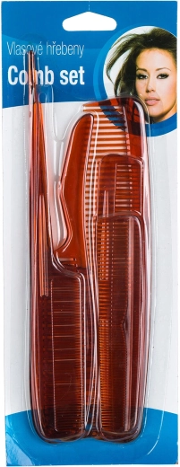 Plastmasas matu ķemmju komplekts 6 gab., brūns