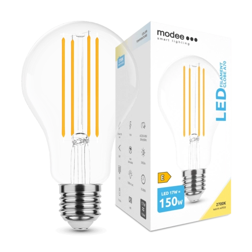 Modee Smart Lighting LED filamenta spuldze Globe E27 17 W silti balta