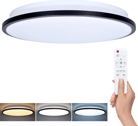 Solight LED griestu un sienas gaismeklis Jamil ar tālvadības pulti, 48 W, 3360 lm, 40 cm, CCT, aptumšojams