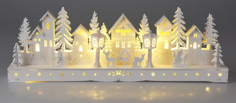 Koka LED dekors mājiņas 45 cm
