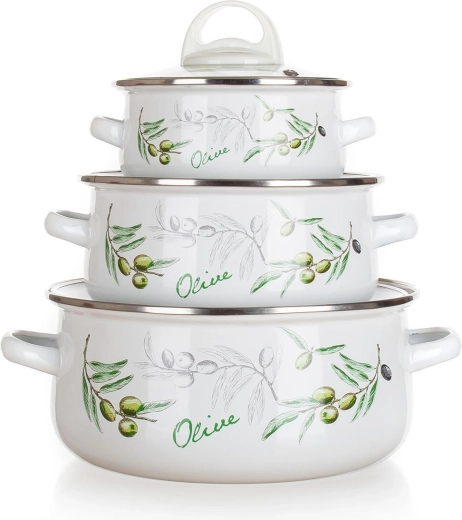 Banquet Olives enamel pot set, 6 pcs