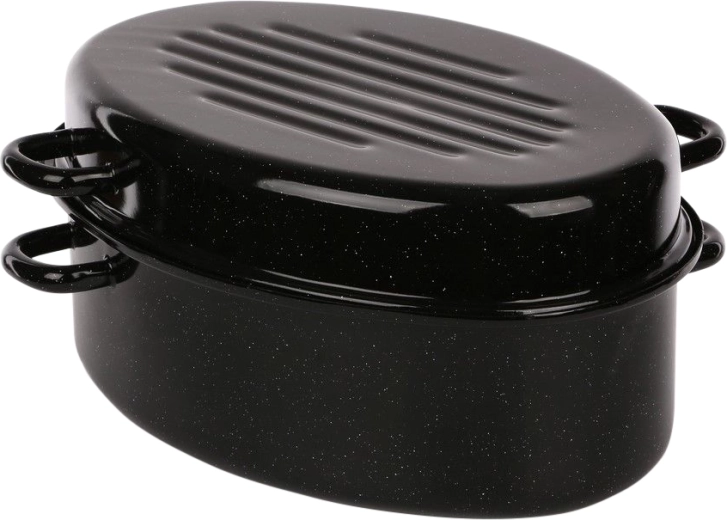 Silesia enamel roaster with lid 7.1 L (lid 3.1 L), diameter 38 cm