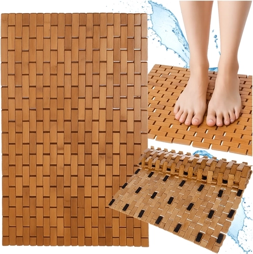 Bambusa neslīdošs vannas istabas paklājiņš RUHHY 80 × 50 cm