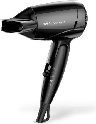 Travel Hair Dryer 1200 W with DC Motor – BRAUN Satin Hair Style&Go, Black