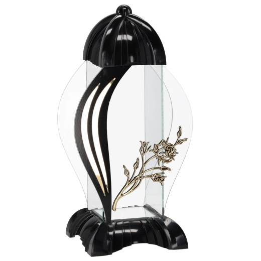Lampions ar rozes motīvu “Róža”, melns, 39 cm – 1 gab.