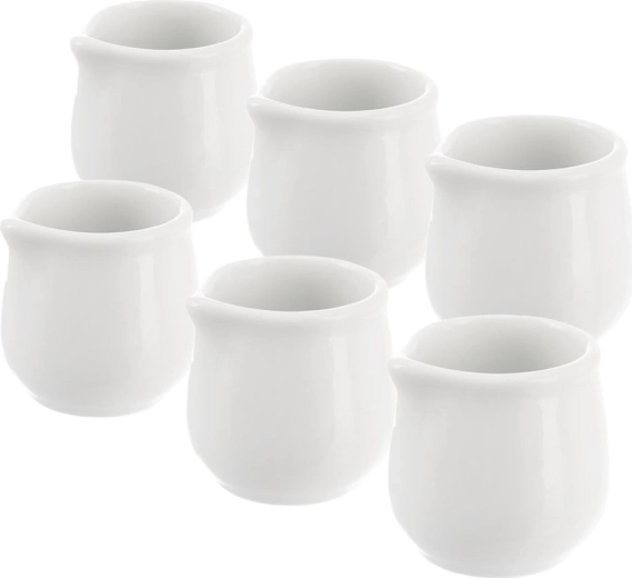 Porcelāna mini piena krūzītes MONA, baltas, 20 ml, komplekts 6 gab.