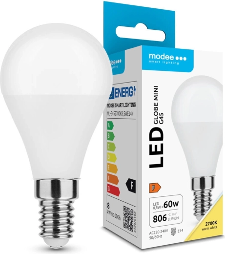 Modee LED Bulb Globe Mini G45 8.5 W E14, 806 lm, Warm White