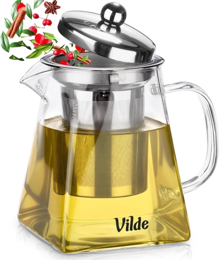 Stikla tējkanna ar nerūsējošā tērauda filtru 490 ml, karstumizturīga
